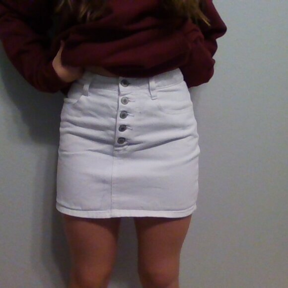 White Jean Skirt - Picture 1 of 5